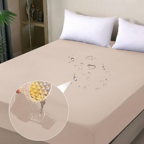 TZF-Protège-matelas imperméable, 140 x 200 cm, housse de matelas imperméable et respirante, protection contre l'humidité, pour toutes les saisons, kaki