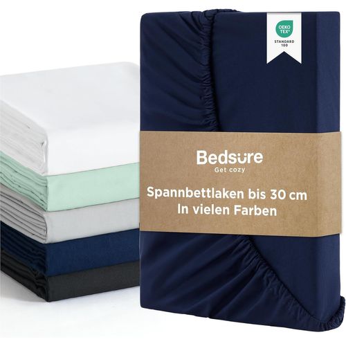 Tianyi-Drap Housse 180x200 Bonnet 30 Cm - Drap Housse 180 X 200 Matelas Epais Grand Bonnet 2 Personnes, Microfibre Brossée Avec Une Rebord Élastique, Bleu Marine