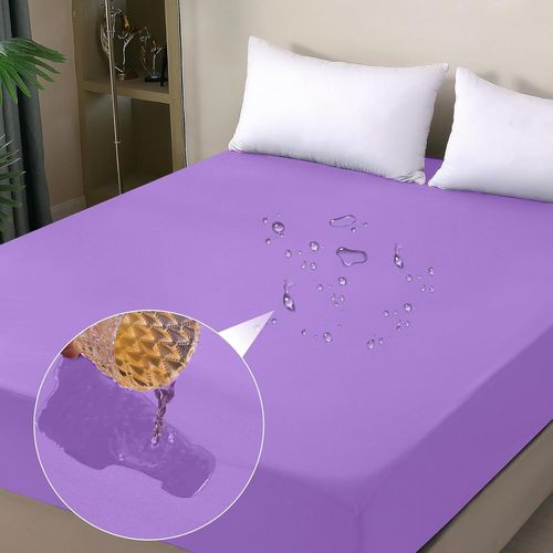 TZF-Protège-matelas imperméable, 140 x 200 cm, housse de matelas imperméable et respirante, protection contre l'humidité, pour toutes les saisons, violet