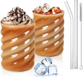 Lot De 2 Verres Borosilicate Avec Paille 350 Ml