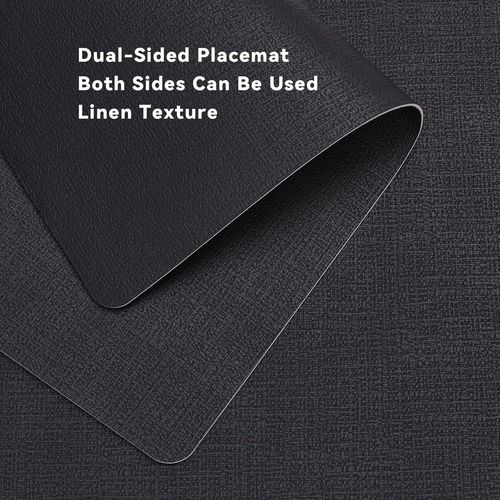 Kalanka-Set De Table Et Dessous De Verre , Sets De Table Lavable Double Face Bicolore En Cuir, Set Table Antidérapants Faciles À Nettoyer (Lot De 4, Noir/Noir)