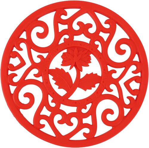 Jexnovashop-Dessous De Plat En Silicone, Antidérapant, Résistant À La Chaleur, Pour Comptoir De Cuisine Moderne Ou Table Chaude Pour Plats Chauds, Casseroles Et Poêles (Noir) (Rouge)