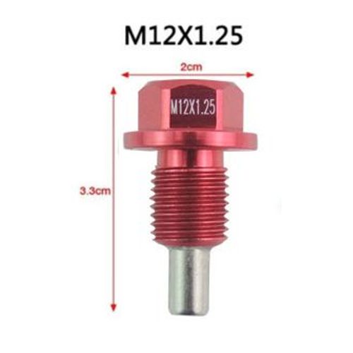 Bouchon De Vidange Magnétique Universel En Alliage D'aluminium Rouge M12 X 1,25 Pour Véhicules À Moteur Vis De Vidange Vis De Carter D'huile