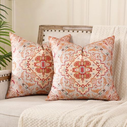 Cauc-Housse Coussin Boheme 50 X 50 Ethnique Mandala Housse De Coussin Salon Marocain Coussin Taie Oreiller Jardin Boho Decoration Pour Canapé Maison Salon Chambre Art Déco