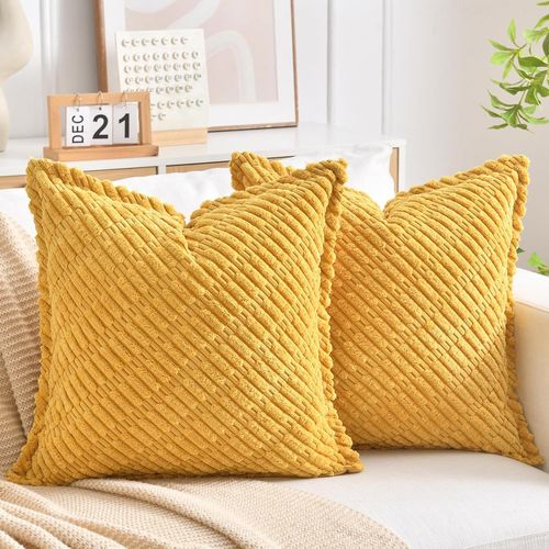 Cauc-Housse De Coussin 40x40cm Lot De 2 Housse De Coussin Decorative En Velours Coussin Decoratif Canape Carrées Taie D'oreiller Pour Canapé Chambre Avec Fermeture Glissière Invisible