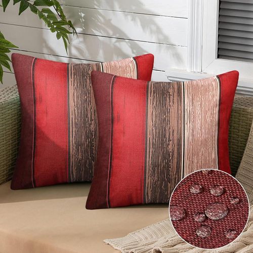 Tianyi-Decorative Housse De Coussin Rayures Polyester Home Decor Taie D'oreiller Coussins De Canapé Modernes Rouge Housse Coussin Exterieur Impermeable Housse De Coussin Pour Fauteuil Decoration 40x4
