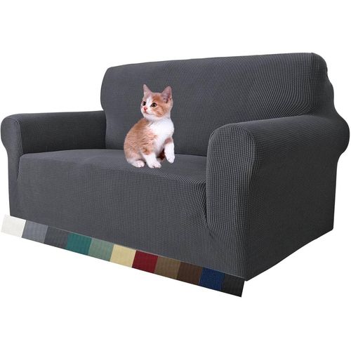 Tianyi-Housse De Canapé 2 Places Super Extensible Universelle 1 Pièce Pour Le Salon En Tissu Jacquard Et Spandex - Protection Pour Les Animaux De Compagnie (2 Places, Gris)