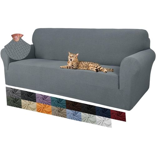 Max Creative Jacquard Housse De Canapé 3 Places, Super Extensible, Antidérapante, Adaptée Aux Animaux Domestiques, 1 Pièce Élastique De Protection Pour Canapé (3 Places, Gris Clair)