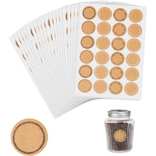 Tianyi-480 Pièces Etiquettes Autocollantes, 3,8 Cm Étiquettes À Confiture Stickers, Auto-Adhésif Etiquette Bocaux, Étiquettes Autocollantes Faciles Écrire, Pour Bocaux Etc(A)