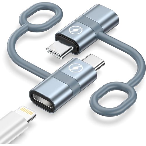 Adaptateur Lightning vers USB C, 2 Pièces Adaptateur Lightning Femelle vers USB C Mâle pour iPhone 16/16 Pro/15 Pro Max/15, iPad Pro/Air, Samsung Galaxy S25/S24/S23, Pas pour Audio/Clé USB/Écouteurs