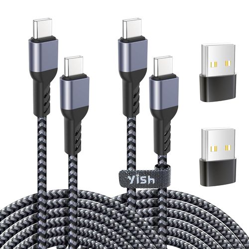 KALANKA-Câble USB C vers USB C 65W¿PD 3A Cable USB C Charge Rapide Nylon Tressé Câble Chargeur Cordon USB Type C Compatible avec iPhone 16 15 Pro Max Samsung Galaxy S24 S23 iPad Air MacBook, 2M,Lot d