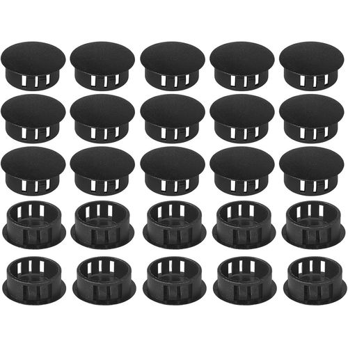 Tianyi-Lot De 25 Bouchons De Recouvrement En Plastique - 16 Mm - Pour Trous De Perçage, Meubles, Armoire, Noir