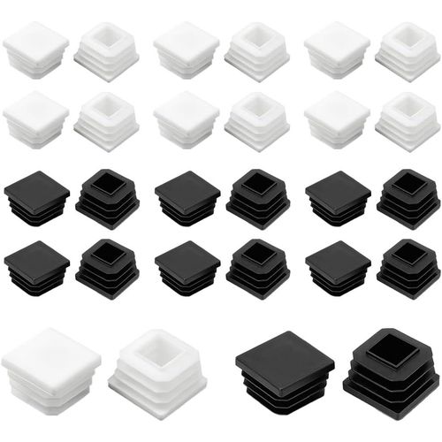 Tianyi-28 Pièces Bouchons Carrés En Plastique, 25 X 25 Mm Bouchon Pour Tuyau Carré Embouts Intérieurs De Tube Noir Et Blanc Embouts De Tube Antidérapants Pour Tables, Chaises, Meubles De Lit