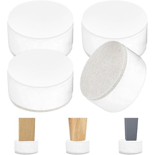 Tianyi-Lot De 4 Rehausseurs De Meubles 6 Cm Rehausseur Pieds De Lit Furniture Riser Autocollant Rehausseur De Table Chaise Ou Rehausseur De Canapé Pour Canapé, Lit Et Armoire, Rond Blanc