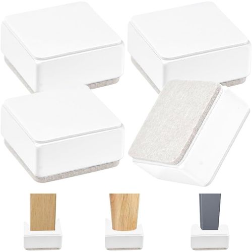 Tianyi-4 Pcs Rehausseur De Meubles En Acier Carbone De 3 Cm Rehausseur Pieds De Lit 6 Cm De Diamètre Rehausseur De Lit Antidérapant Élévatrice Canapé Lit Riser Pour Canapé Lit Et Armoire,Blanc Carré