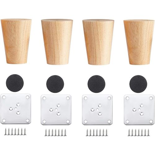 Tianyi-Meubles En Bois Pieds, 4 Pièces Pied De Canapé En Bois Massif, Pied De Lit En Bois, Pied D'armoire En Bois Pour Canapé Meuble Tv Table Basse Lit Pied,6cm