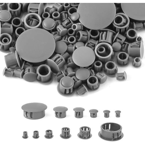 Bouchon À Trou En Plastique, 5/6/8/10/13/25mm Bouchons De Trou De Type Affleurant Rond Verrouillage Embout D'insertion Capuchon Trou De Perçage Pour Armoires Meubles (155pcs, Gris)