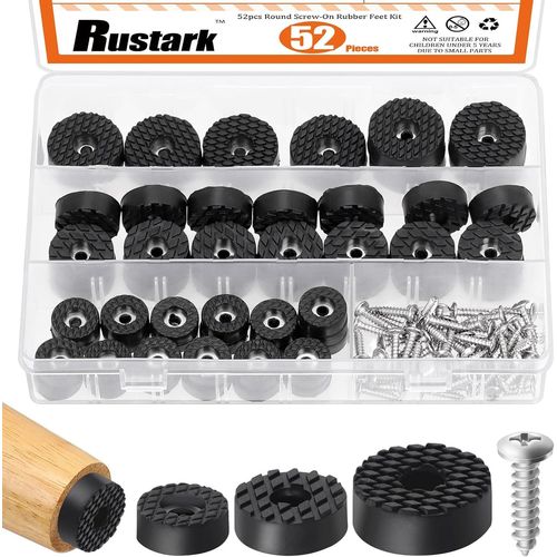 Tianyi-Lot De 52 Pieds Ronds En Caoutchouc Pour Meubles - 3 Tailles - Avec Vis Solides Assorties - Pieds Antidérapants Pour Planche À Découper En Bois, Armoire, Table, Chaise