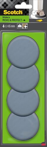 Scotch Move & Protect Sliders Diameter 65 Mm, 4 Pieces, Grey, 500 Kg