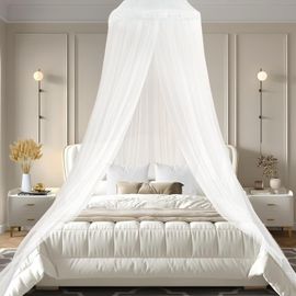 Subzonal-Moustiquaire De Lit,Grand Moustiquaire Dôme Polyester,Lit Moustiquaire D'installation Rapide Et Facile, Peut Être Utilisé Pour Décorer La Pièce Et Éviter Les Insectes(Blanc)