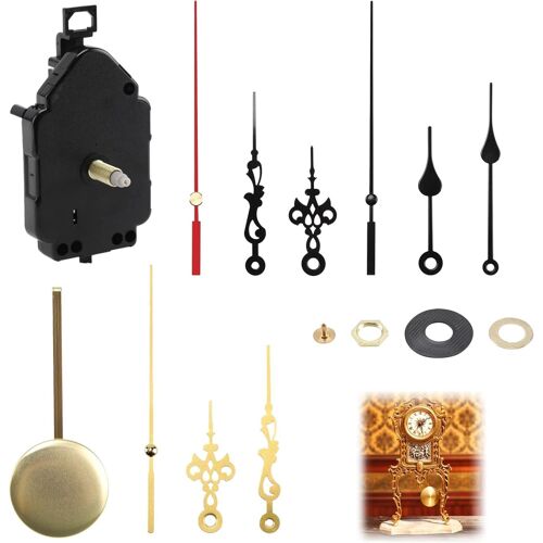 KALANKA-15 Pièces Mécanisme d'Horloge Kits, Mecanisme Horloge, Mécanisme Pendule, 3 Paires Aiguilles des Heures Minutes Secondes pour Remplacement et Rechange Bricolage d¿Horloge(22mm Shaft)
