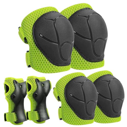Sept-6 Pièces Ensemble De Protections Pour Enfant, Protection Roller Enfant, Equipement De Protéger Réglable Genouillères Coudières Protège Poignets