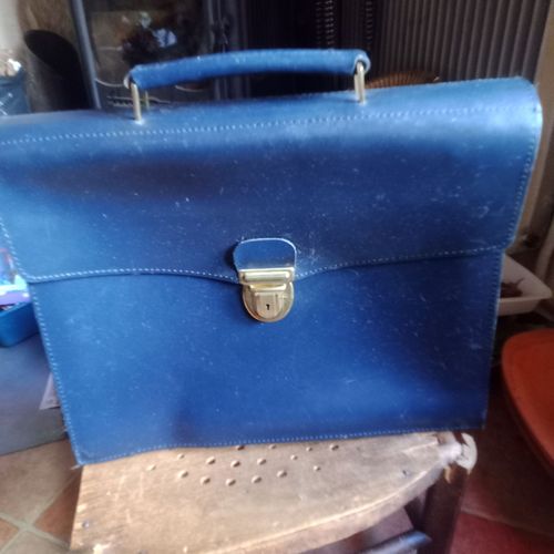 Cartable cuir bleu marine