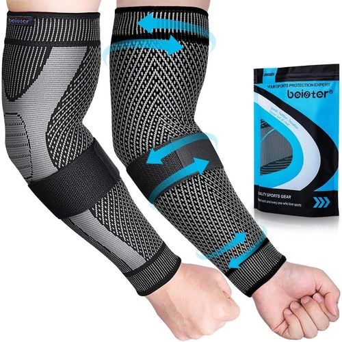 Sept-Manchon De Compression Pour Le Bras, Respirant Coudière Avec Bande Élastique Réglable, 20-30 Mmhg Support De Protection Des Bras & Coude Pour Lip?dème, Arthrite, Tendinite, Tennis Elbow