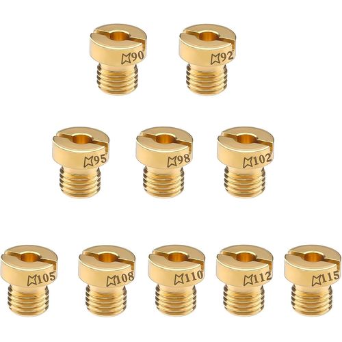 10 Pièces Gicleur Carburateur M6 Pour Dellorto Multiple Taille 90-115mm (90, 92, 95, 98, 102, 105, 108, 110, 112, 115) Laiton Carburateur 17.5 Pour Phbn-Phva,Scooter