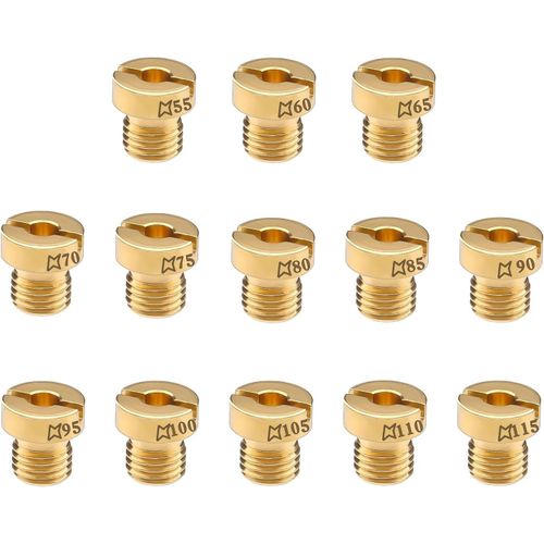 13 Pièces Gicleur Carburateur M6 Pour Dellorto Multiple Taille 55-115mm (55, 60, 65, 70, 75, 80, 85, 90, 95, 100, 105, 110, 115) Laiton Carburateur 17.5 Pour Phbn-Phva,Scooter