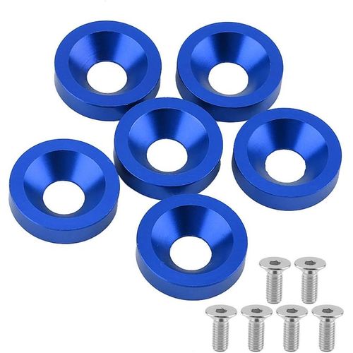 6pcs M8 Rondelle Pare-Chocs, Rondelle De Cadre De Plaque D'immatriculation Kit De Rondelle/Boulon De Couvercle De Moteur Pour Voiture/Moto (8mm)(Bleu)[Car8303258]