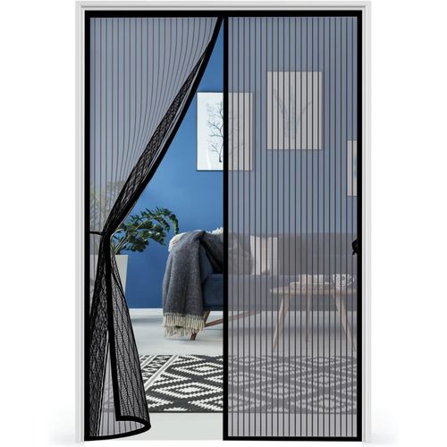 Moustiquaire magnétique pour porte de balcon 100 x 210 cm, protection contre les insectes, sans perçage, fermeture automatique, idéale pour porte-fenêtre,