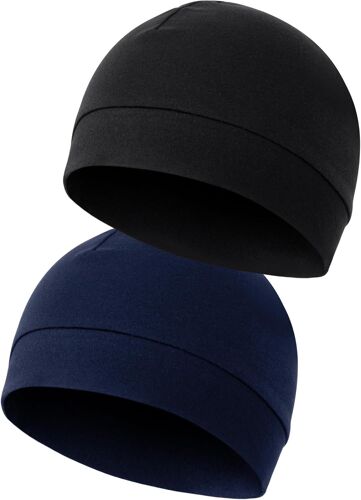 Jexnovashop-2 Pièces Bonnet Homme Femme, Skull Cap Bonnets Running Cyclisme Léger Coton Casque Liner Chapeaux Pour Moto Cyclisme