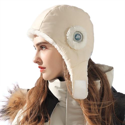 Qxer-Chapeau De Ski En Duvet Cagoule Femme Homme Bonnet Polaire Hiver Thermique Chapeau Avec Cache-Oreilles Coupe-Vent Et Imperméable Capuchon Aviateur Pour Moto Cyclisme Balaclava