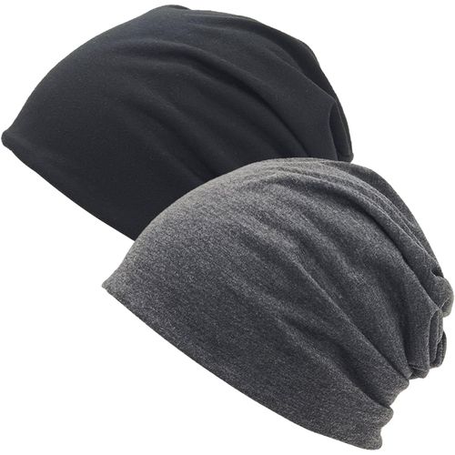 Sept-2 Pièces Bonnets De Nuit Léger Unisexe Slouchy, Bonnet Chimio Femmes, Fin Skull Bonnet Homme, Pour Dormir Courir Chimiothérapie Et Casque