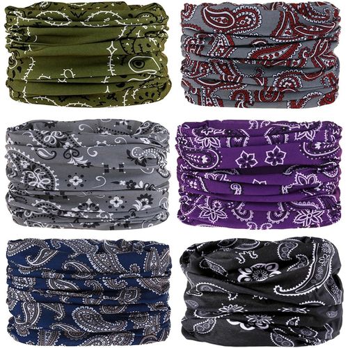 Qxer-Bandana Multifonctions Couvre-Chef Sans Soudure - 6 Pcs Elastique Tube Bandeaux Echarpe Gaiter Balaclava Masque Pour Yoga Course À Pied Randonnée Cyclisme