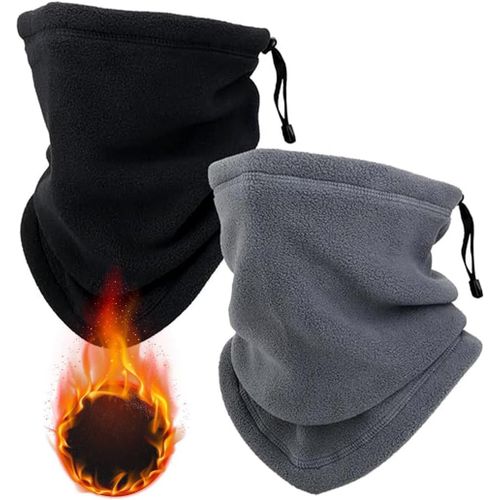 Sept-2 Pièces Tour De Cou Pour Femme Et Homme, Polaire Cache Cou Homme, Gaiter Masque Cagoule Cache-Cou Hiver Écharpe Coupe Vent Ski Élastique Épais Snood Pour Moto Ski Marche Course Voyage