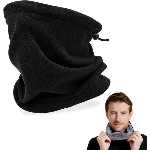 Qxer-Tour De Cou Pour Femme Et Homme, Polaire Cache Cou, Gaiter Masque Cagoule Cache-Cou Hiver Écharpe Coupe-Vent Ski Élastique Épais Snood Chauffant Pour Moto Ski Marche Course Voyage, Noir