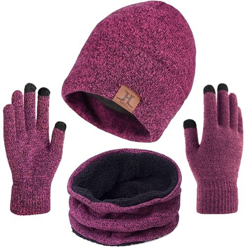 Sept-Chapeau D'hiver Pour Hommes Ensemble D'écharpe Bonnet Pour Hommes Avec Gants À Écran Tactile Chapeau D'hiver Chaud Pour Femmes Avec Doublure En Polaire