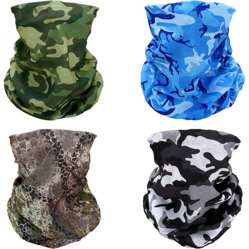 Qxer-4 Camo Bandeau Bandana Cagoule Demi Masque Bouclier Tête Cheveux Écharpe Cache-Cou Chapeau Polyvalent Pour Femmes Hommes Respirant Réutilisable Lavable Marron Bleu Vert Noir Blanc Forêt