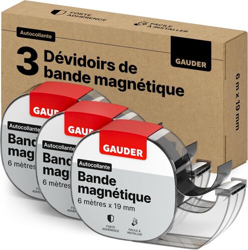 Bande Magnétique Avec Distributeur-Ruban Magnétique Autocollant Pour Objets Légers-Ruban Aimanté À Découper Pour Cartes Postales & Photos Sur Surfaces Métalliques (3 Pièces De 6 M X 19 Mm)