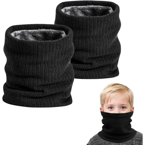Qxer-2 Pièces Tour De Cou Pour Femme Et Homme, Polaire Cache Cou, Gaiter Masque Cagoule Cache-Cou Hiver Écharpe Coupe-Vent Ski Élastique Épais Snood Pour Moto Ski Marche Course Voyage, Noir