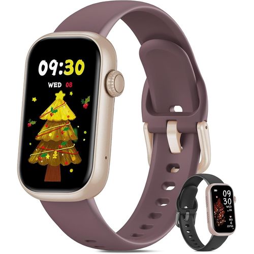Montre Connectée Femme Homme avec Appel Bluetooth, 1,47'' Bracelet Connecté Fréquence Cardiaque, SpO2, Suivi Sommeil, Montre Podometre Sport, Etanche IP68 Smartwatch, Or Rose/Violet Fumé