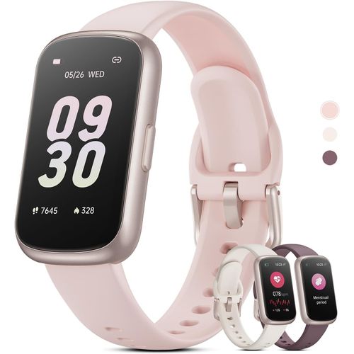 Montre Connectée Femme Homme Petit, 1,47'' Bracelet Connecté avec Fréquence Cardiaque, SpO2, Suivi Sommeil, Montre Podometre, Etanche 3ATM Smartwatch pour Android iOS, Or Rose Mat/Rose