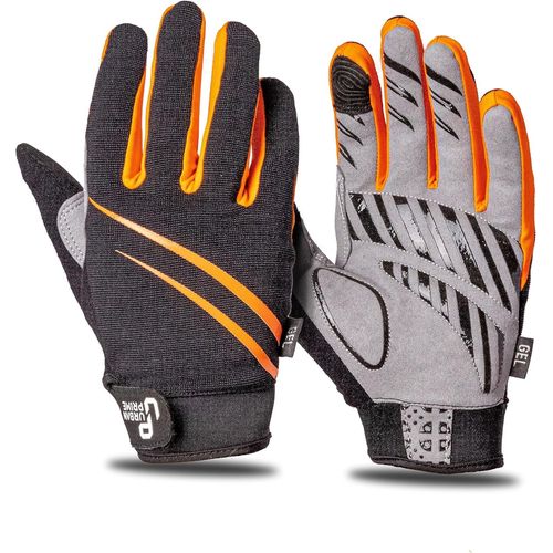 Sept-Long Gel-Padded Gloves Orange Winter Version Gants De Cyclisme D'hiver Longs Antidérapants En Gel Avec Écran Tactile Orange Unisexe