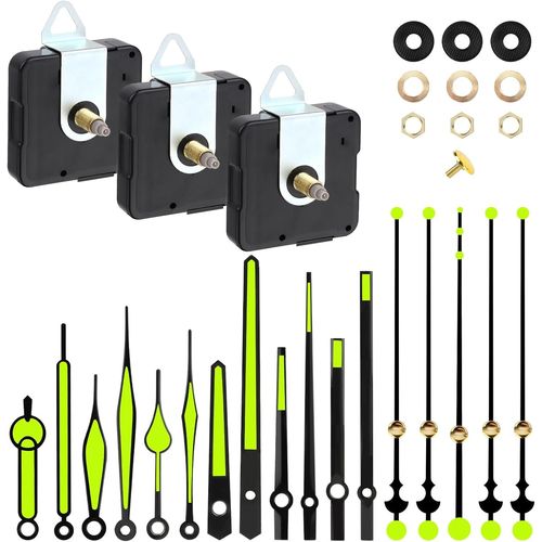 TZF-3 Pièces Mécanisme Horloge à Pile, Silencieux Mecanisme Horloge, Quartz Silencieux Mecanisme Mouvements avec 6 Paires Horloge Aiguilles, pour Remplacement et Rechange Bricolage d¿Horloge (20 mm)