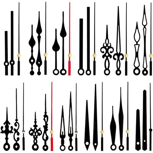 KALANKA-Kit de 12 Aiguilles d'Horloge - Mécanisme Longue Aiguille Horloge en Aluminium Aiguilles de Mécanisme Horloge Quartz DIY Horloge Pendule Remplacement des Pièces de Rechange(Noir)