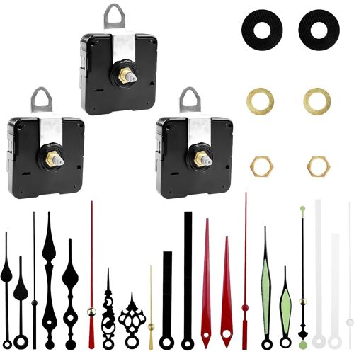 KALANKA-3 Mecanisme Horloge Murale, Silencieux Mécanisme Horloge Pile, Mouvement d'Horloge Quartz, avec 7 Paires Différentes Horloge Aiguilles, pour Remplacement et Rechange Bricolage d¿Horloge