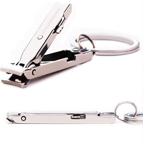 Kalanka-Munkees Mini Coupe-Ongles En Acier Inoxydable, Porte-Clés, Ultra Plat, Binocle Ongles, Pince, Argent, 2500 