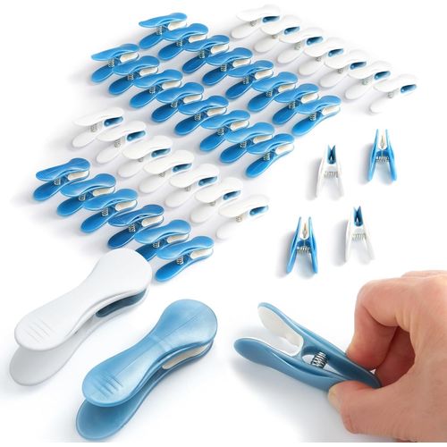 TIANYI-Pince a Linge Soft Clips \u2013 Pinces à Linge \u2013 Epingle a Linge \u2013 Fabriqué en France \u2013 68mm x 22mm \u2013 Bleu-Blanc/Blanc-Bleu \u2013 Lot de 40 Pièces